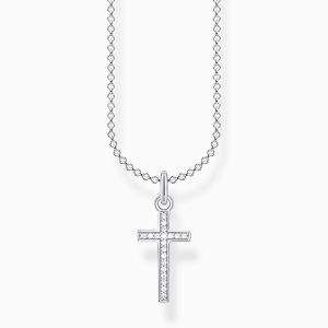 Thomas Sabo Silver Pavé Cross Necklace KE2043-051-14