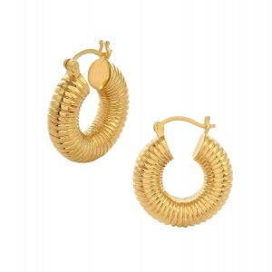 Shyla Monica Ribbed Gold Hoop Earrings