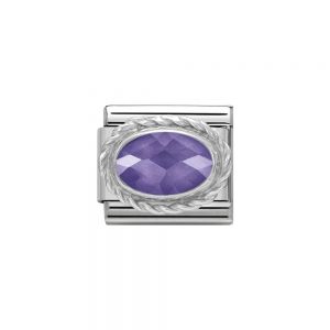 Nomination Classic Faceted Zirconia Charm - Sterling Silver Setting and Detail Purple 330604_001