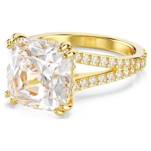 Swarovski Stilla Square Cocktail Ring - White with Gold Tone Plating 