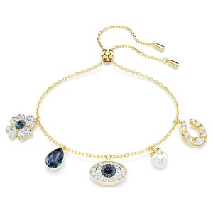 Swarovski Symbolica Bracelet - Clover Evil Eye and Horseshoe - Blue with Gold Tone Plating 5692162