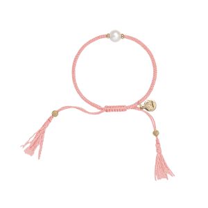 Jersey Pearl Tassel Bracelet - Rose Pink with Gold Detail