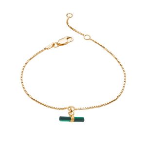 Rachel Jackson Mini Malachite T-Bar Bracelet Gold TBB2MLGP