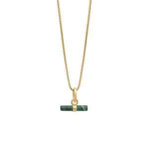 Rachel Jackson Mini Malachite T-Bar Necklace Gold