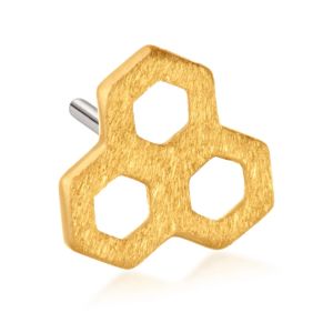 Tish Lyon 14ct Yellow Gold Honeycomb Threadless Labret Single Earring