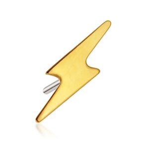 Tish Lyon 14ct Yellow Gold Lightning Bolt Threadless Labret Single Earring