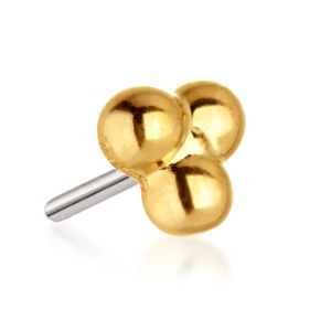 Tish Lyon 14ct Yellow Gold Triple Ball Threadless Labret Single Earring
