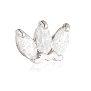 Tish Lyon 14ct White Gold Marquise Triple Gem Threadless Labret Single Earring