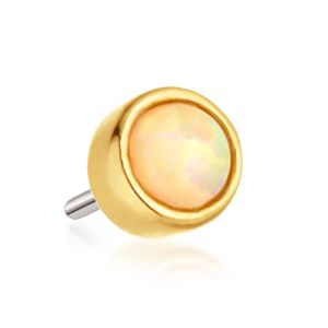 Tish Lyon 14ct Yellow Gold Bezel Set Opal Threadless Labret Single Earring