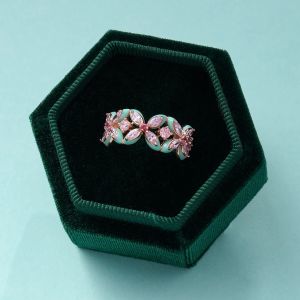 Amelia Scott Lucky Clover Rose Gold Ring with Turquoise Enamel and Lilac AS22TRR18