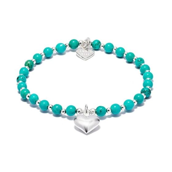 Annie Haak Mini Orchid Silver Charm Bracelet - Turquoise Solid Heart