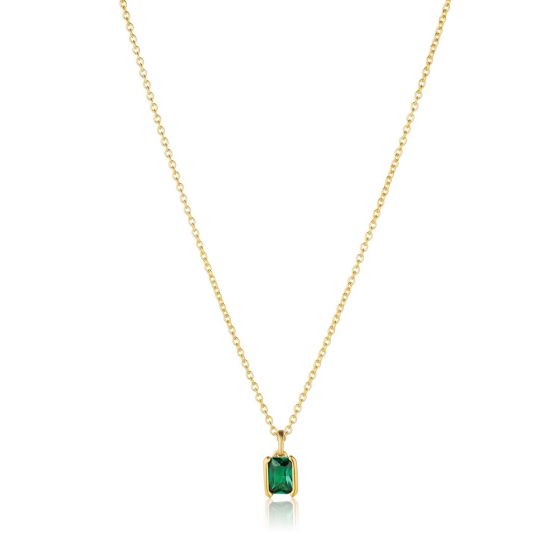 Sif Jakobs Roccanova Piccolo Necklace - Gold Plated with Green Zirconia SJ-N42260-GCZ-YG