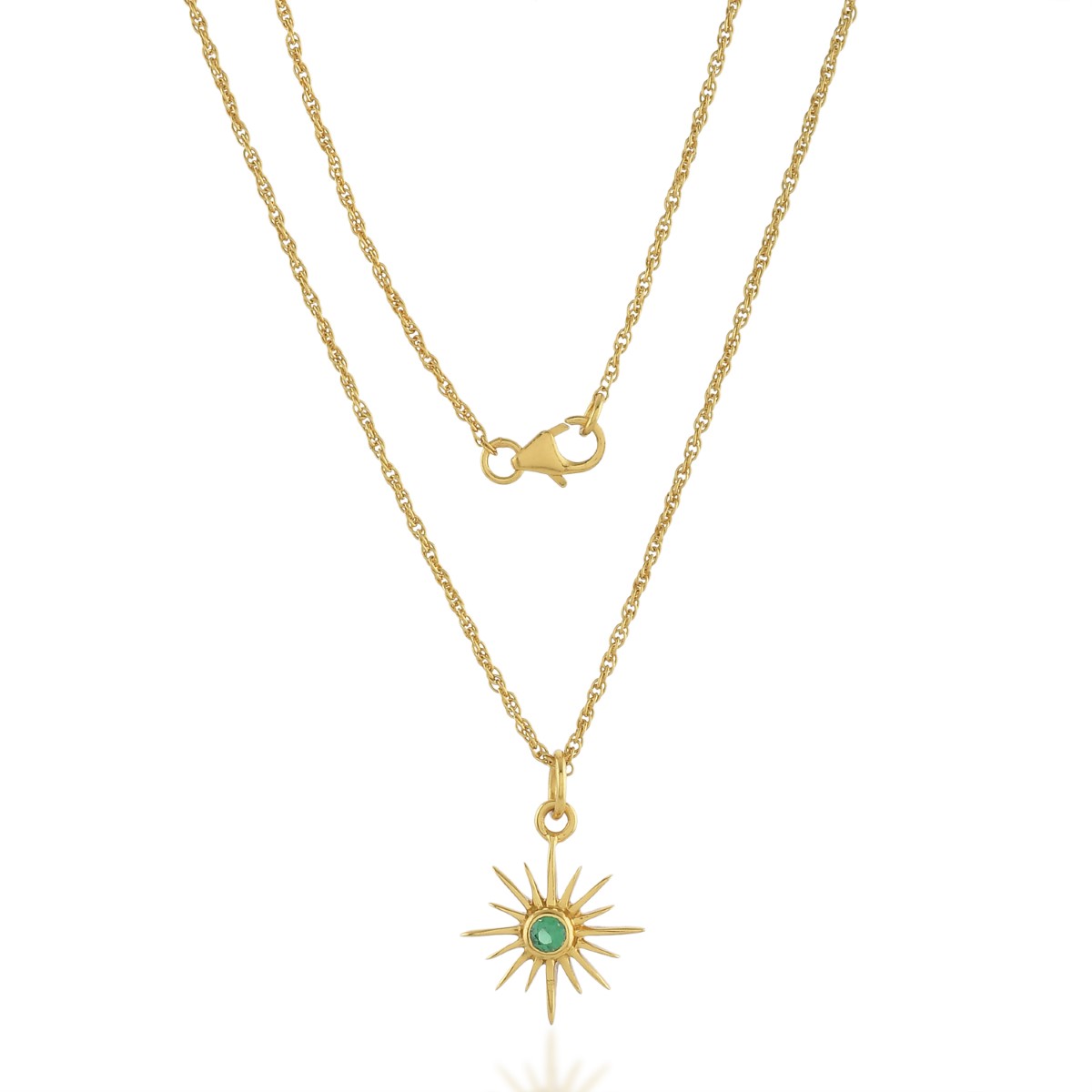 Shyla Felicity Full Sun Gold Necklace - Emerald Green