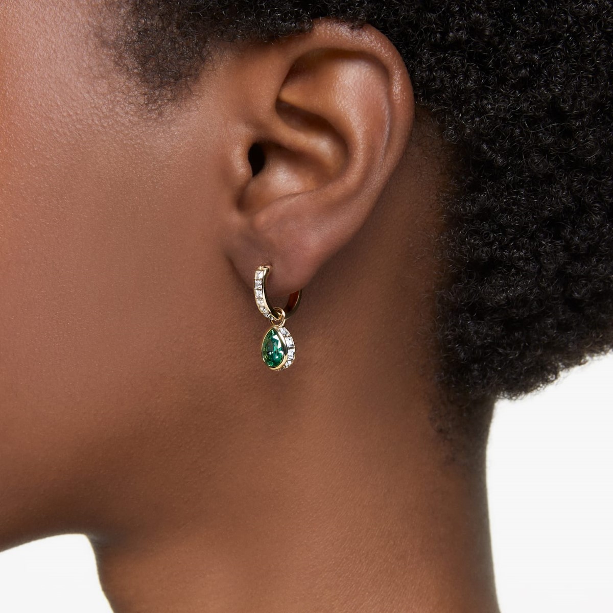 Swarovski Stilla Pear Cut Drop Earrings - Green with Gold Tone Plating 5662922
